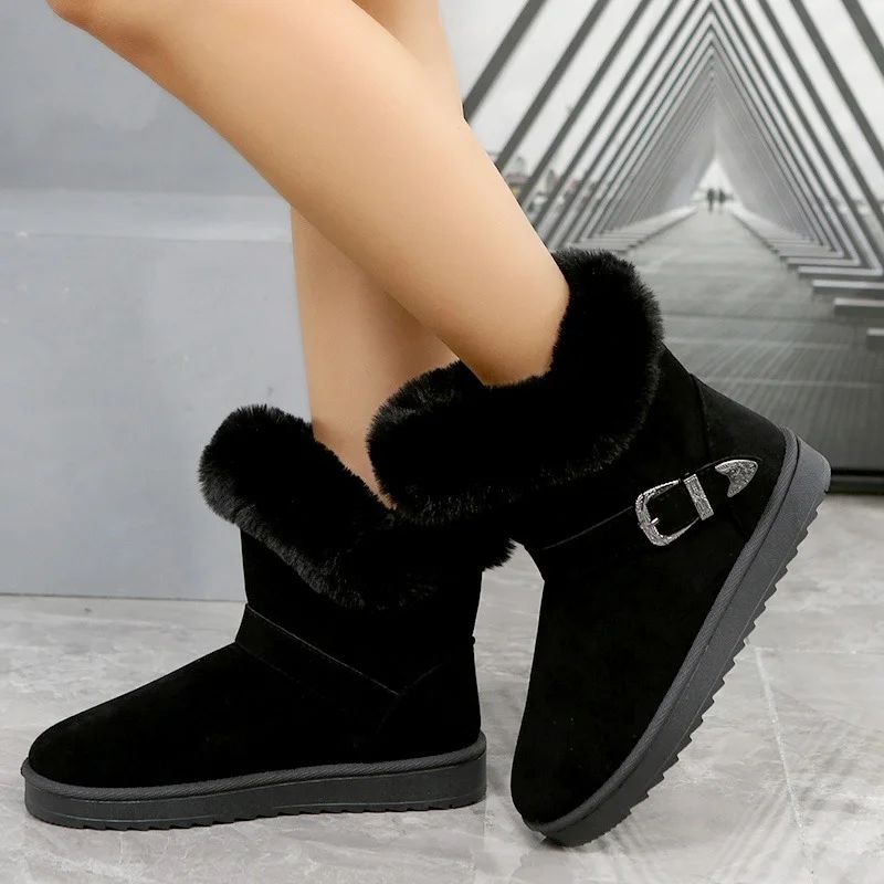 

Новинка 2022, зимние сапоги, женская зимняя обувь с бархатной подкладкой, теплые сапоги, толстая хлопковая обувь, женские сапоги с ворсом, боль...