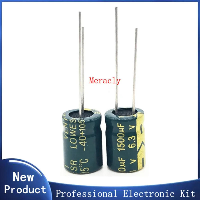 

5pcs 6.3V 1500UF low ESR/impedance high frequency aluminum electrolytic capacitor 20% long life and high temperature resistance
