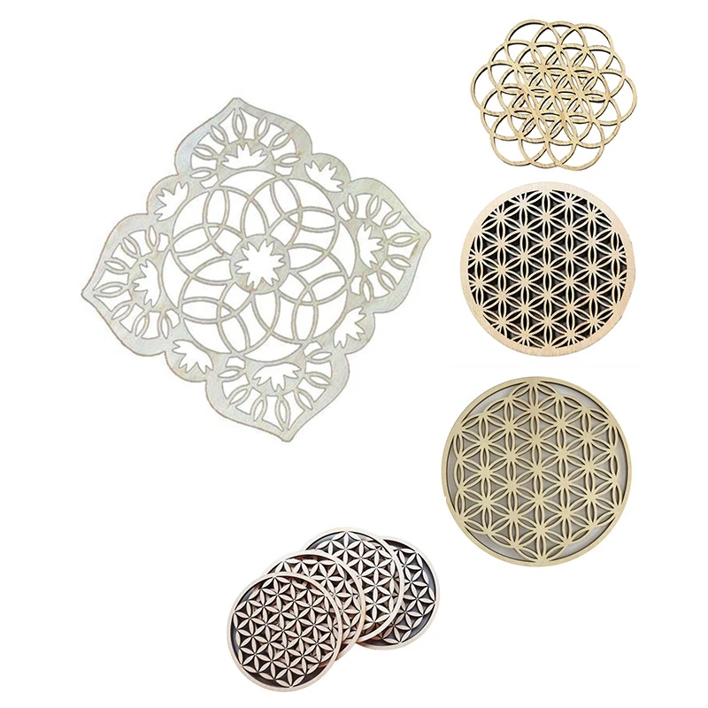 

10Pcs Flower Of Life Cut Beermat Place Mat Wood Coasters Insulation Coaster Home Decoration