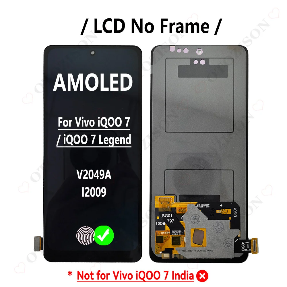 Фото AMOLED-экран для Vivo iQOO 7, сенсорный дигитайзер I2009 V2049A, дисплейный модуль с сенсором для Vivo iQOO 7 5G №2