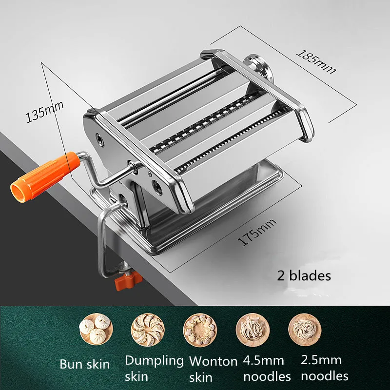 Stainless Steel Manual Cutting Adjustable Thickness Dough Fresh Noodle Pasta Maker Machine Kitchen Tools enlarge