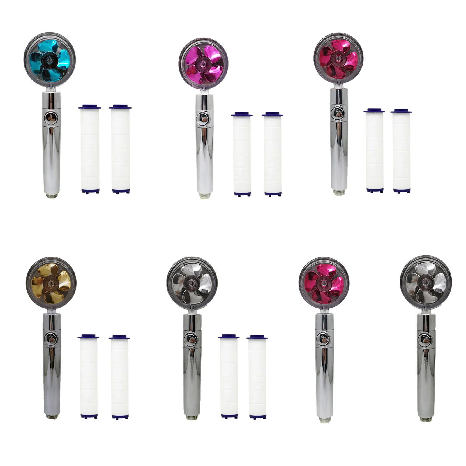 

High Pressure Handheld Shower Head, Water Saving Function Spray, ABS Spray Nozzle with Spinning Windmill Stop Button, Solve Low