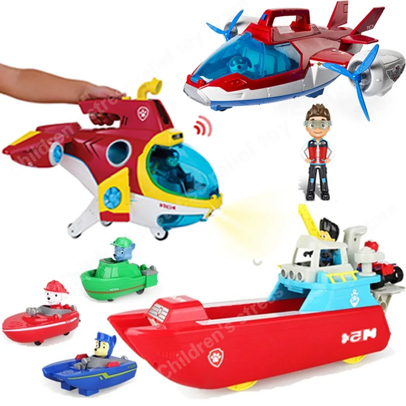 

Paw Patrol Original Music Rescue Airplane Toy Air Patrol Aircraft Yacht Submarine ABS Action Figure Children Toys Christmas Gift