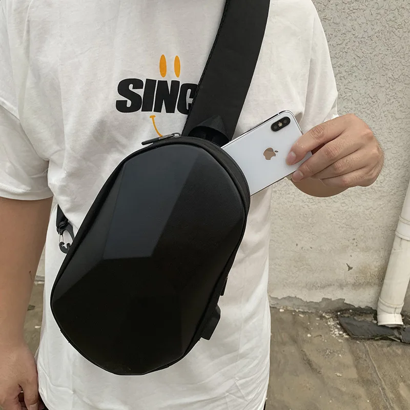 

Shoulder Waterproof New Messenger Riding Men Shell Hard 2021 Bag Chest Three-dimensional Sling Charging Couple Bags Fashion
