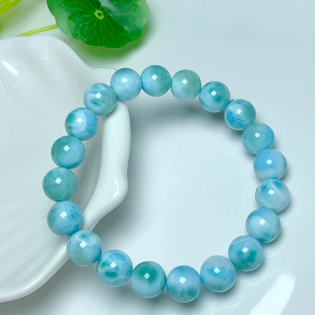 

1 Pc Fengbaowu Natural Larimar Bracelet Round Beads Crystal Reiki Healing Stone Fashion Jewelry Gift For Women Men