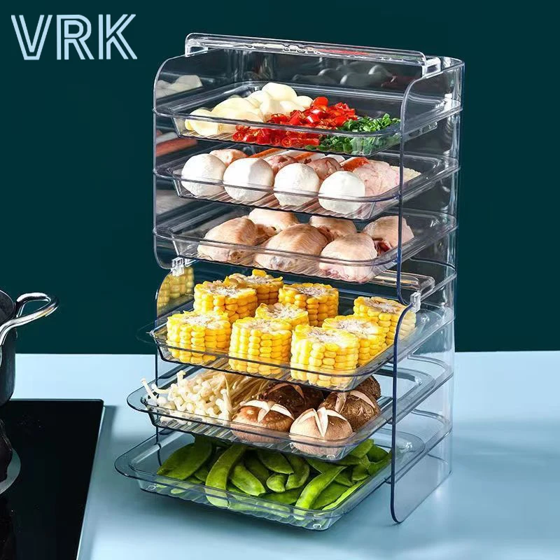 

Kitchen Accessories Organizer Table Shelves On Multilayer Transparent Food Storage Rack Stackable Tray Plates Stackable