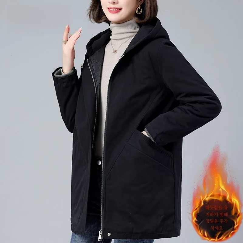 Женское пальто с хлопковой подкладкой средней длины зимняя одежда 2024 новая