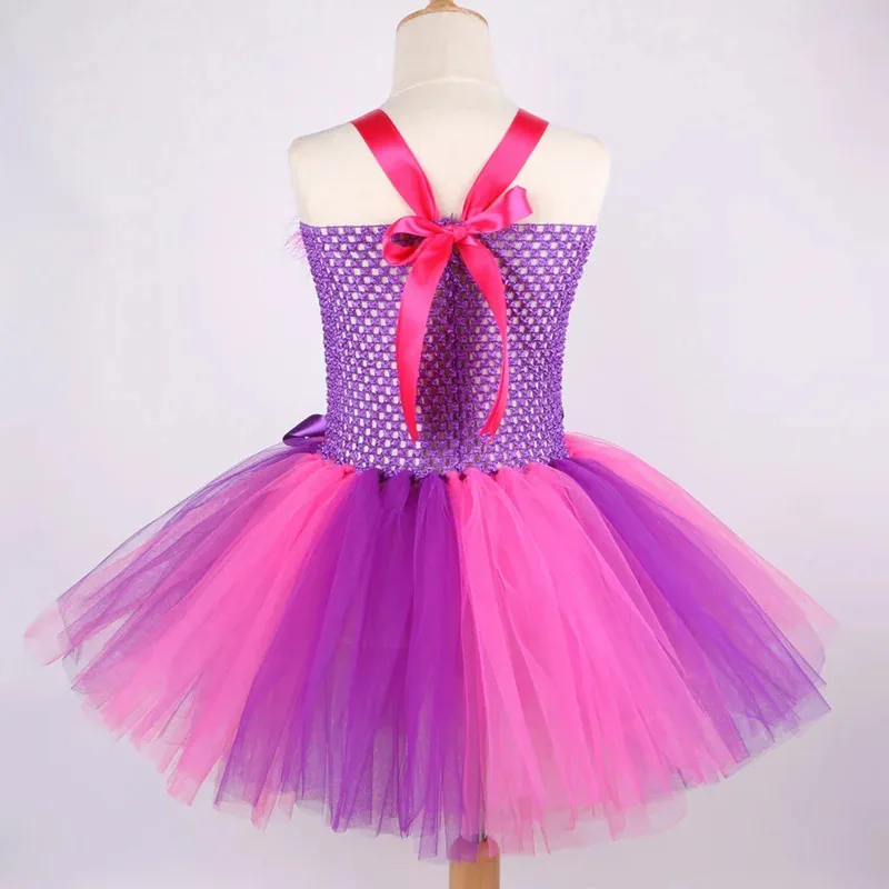 Фото Алиса в стране чудес Chesuite Cat Tutu ярко-розовый фиолетовый мультяшный тюль праздничное платье для девочек детский костюм для косплея на Хэллоуин NM31 №4