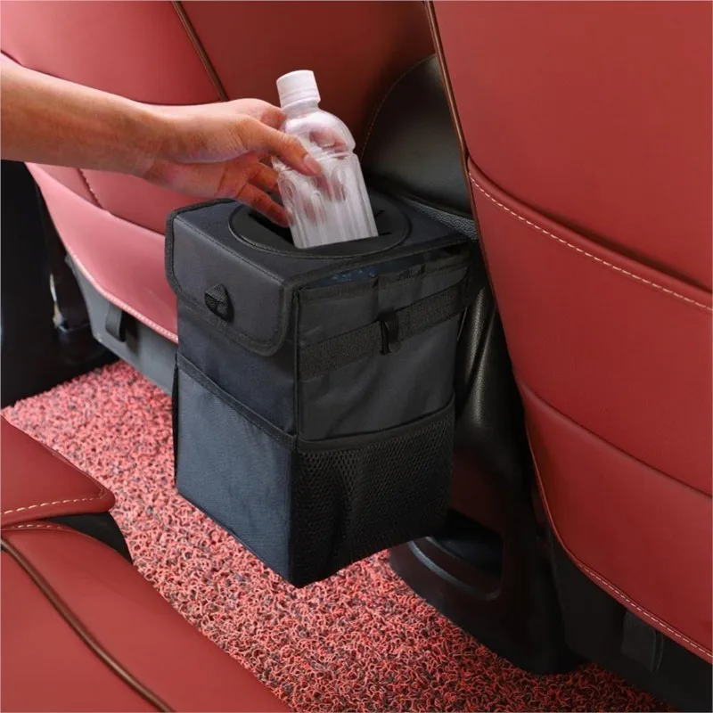 

Waterproof Car Trash Can Bin Dump Storage Portable Multifunction Organizer Garbage Closeable Foldable Interior Auto Accessories