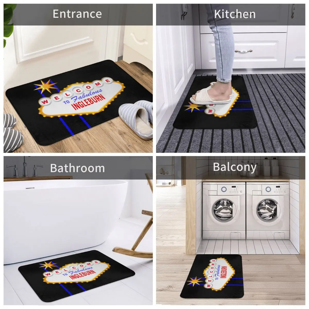 

Door Mat Welcome To Fabulou Ingleburn Decor 3D Rug Carpet Bathmat Nonslip Entrance Living Room Home Kitchen Dust Bedroom Balcony