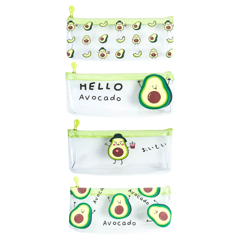 

4 PCS Avocado Case Travel Containers Stationery Bag Pouches Box Test Storage Bags Portable Pvc Makeup