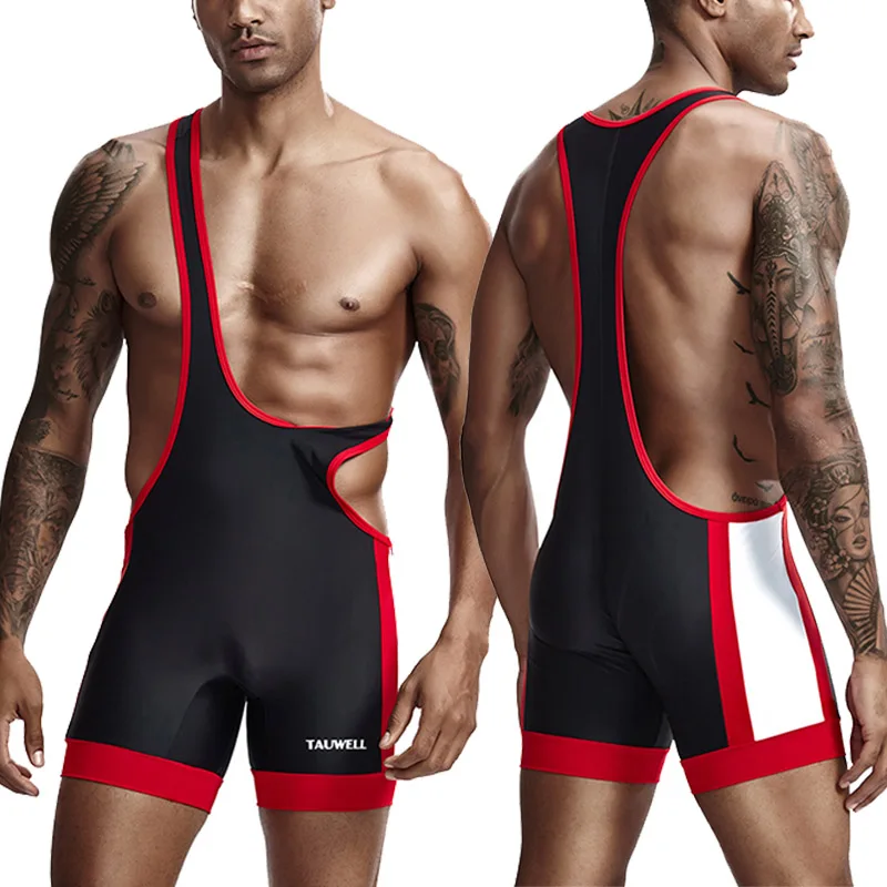 YUFEIDA Men's Fitness Undershirts Underwear Seamless Workout Bodysuits Wrestling Singlets Shirts One-piece Bodywear Jumpsuit 2XL