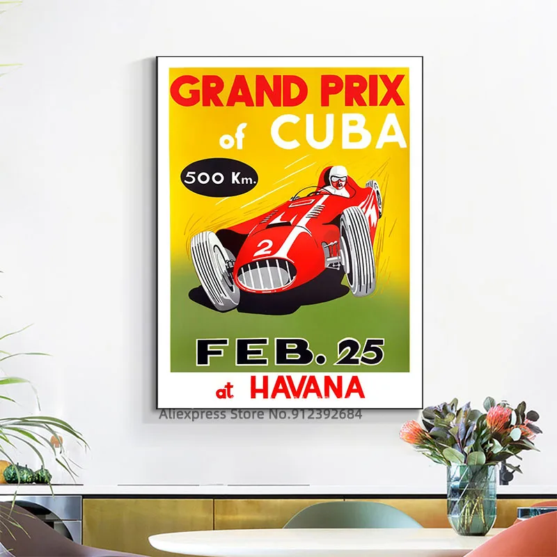 Grand Prix Of Cuba 1958 Poster and Print Wall Art Picture Bedroom Decor Home Decoration |