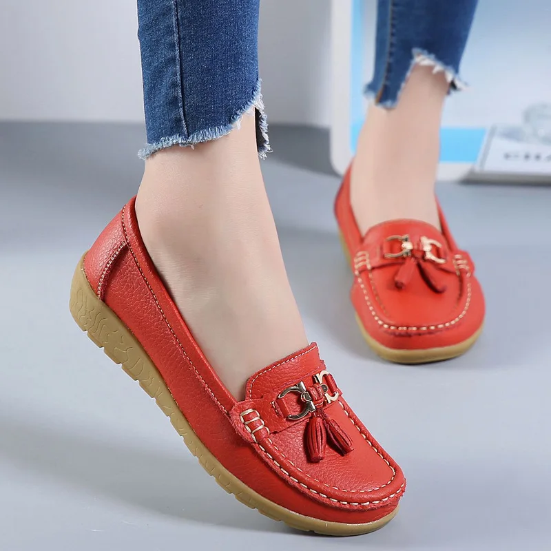 Woman Genuine Leather Women Flats Slip On Women's Loafers Female Moccasins Shoe Plus Size 35-44 Sneakers Summer Shoes 2023 Sale