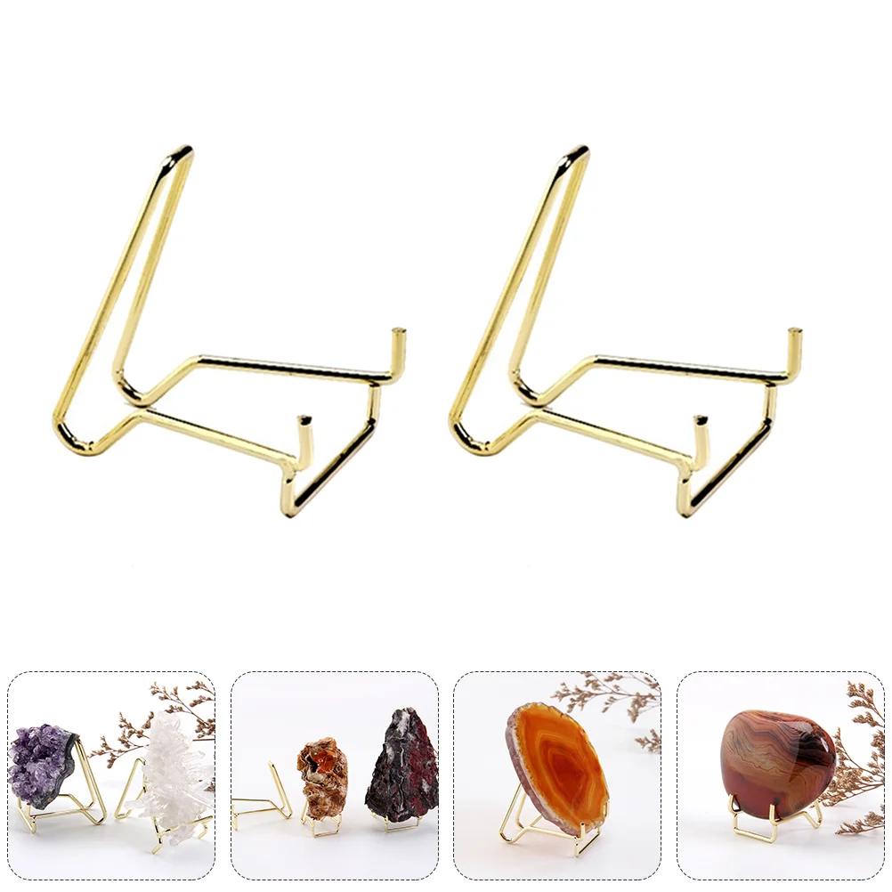 

4 Pcs Stand Holder Mineral Display Stands Crystal Model Picture Frame Easel Iron Dining Room Table Decor Photo Agate