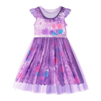 high quality girls isabela purple princess dress charm colorful flower o neck mesh skirt kids birthday party clothes