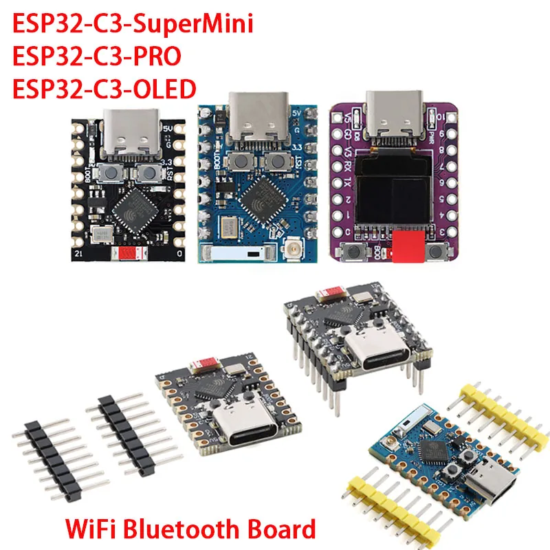 Фото Плата разработки ESP32-C3-SuperMini, модуль ESP32-C3-PRO с поддержкой Wi-Fi 2.4G и Bluetooth, контроллер для программирования и обучения, основной модуль. №1