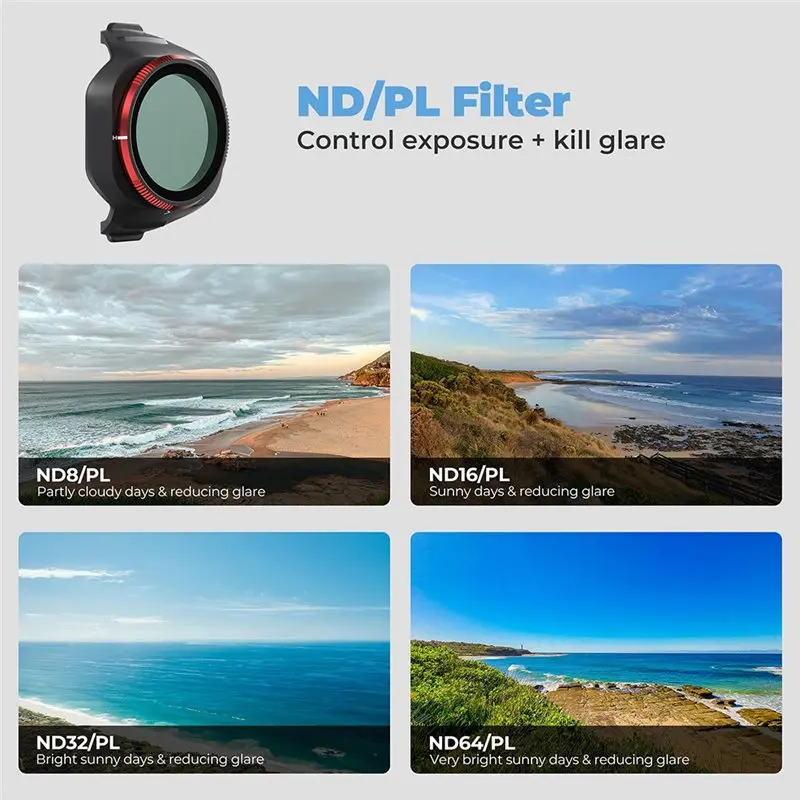 Фото AS95-Набор из 6 ярких дневных ND/PL фильтров для дрона DJI Mini 5 Pro - ND8/PL, ND16, ND32, ND64, ND128, ND256/PL для дрона C №2