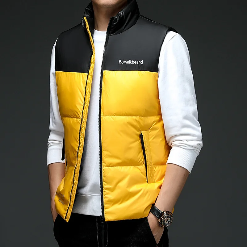 Down Vest Men Stand Collar Sleeveless Thick Warm Down Jacket 2022 Winter Korean Fashion Casual Coat High End Men's Clothes