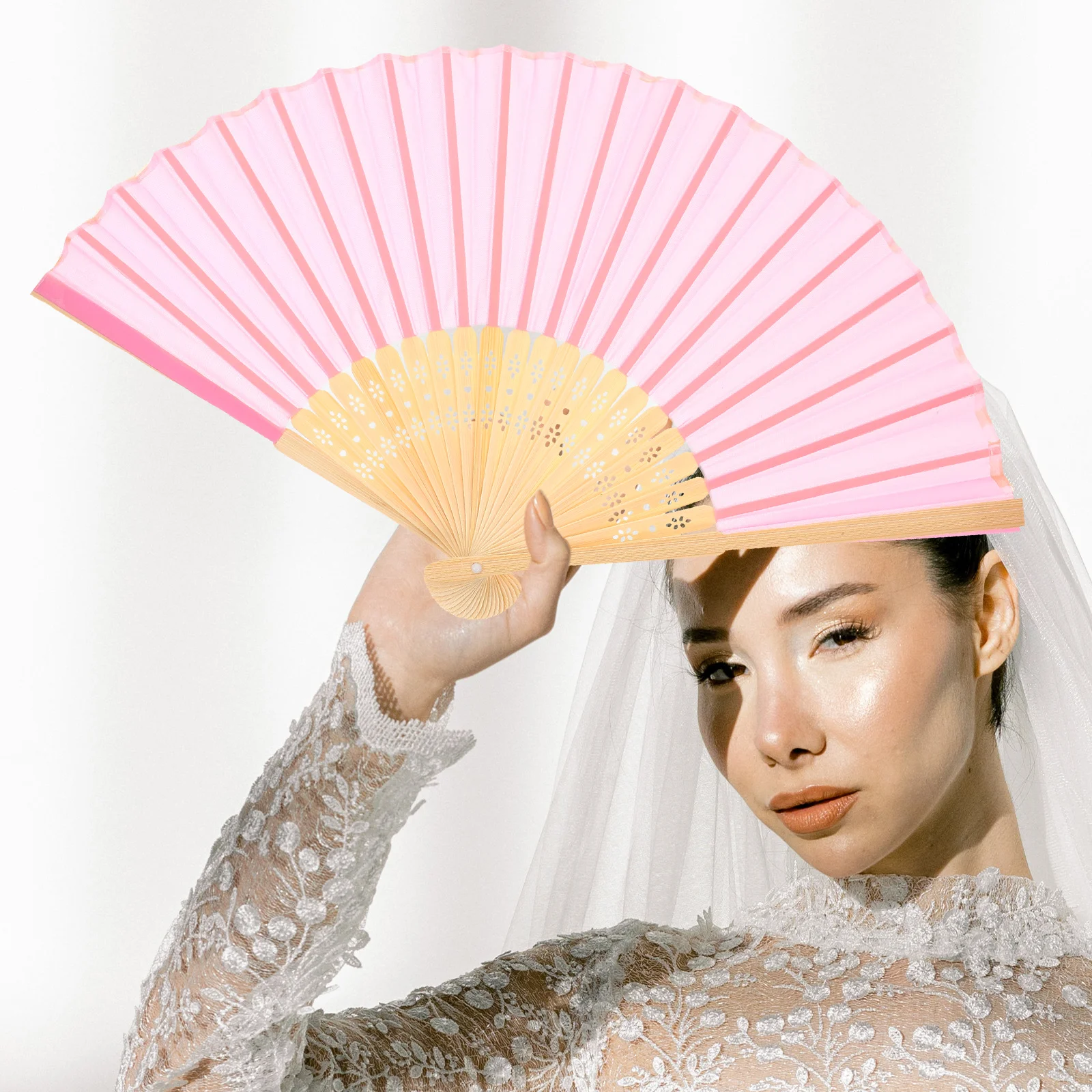 

Gifts Bulk Retro Hand Fan Folding Fans Foldable Hanfu Bamboo Handheld Classic Cloth Simple Chinese Style Dance Miss