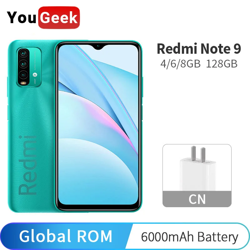 Смартфон Xiaomi Redmi Note 9 с глобальной прошивкой 4/6/8 ГБ 128 Восьмиядерный процессор