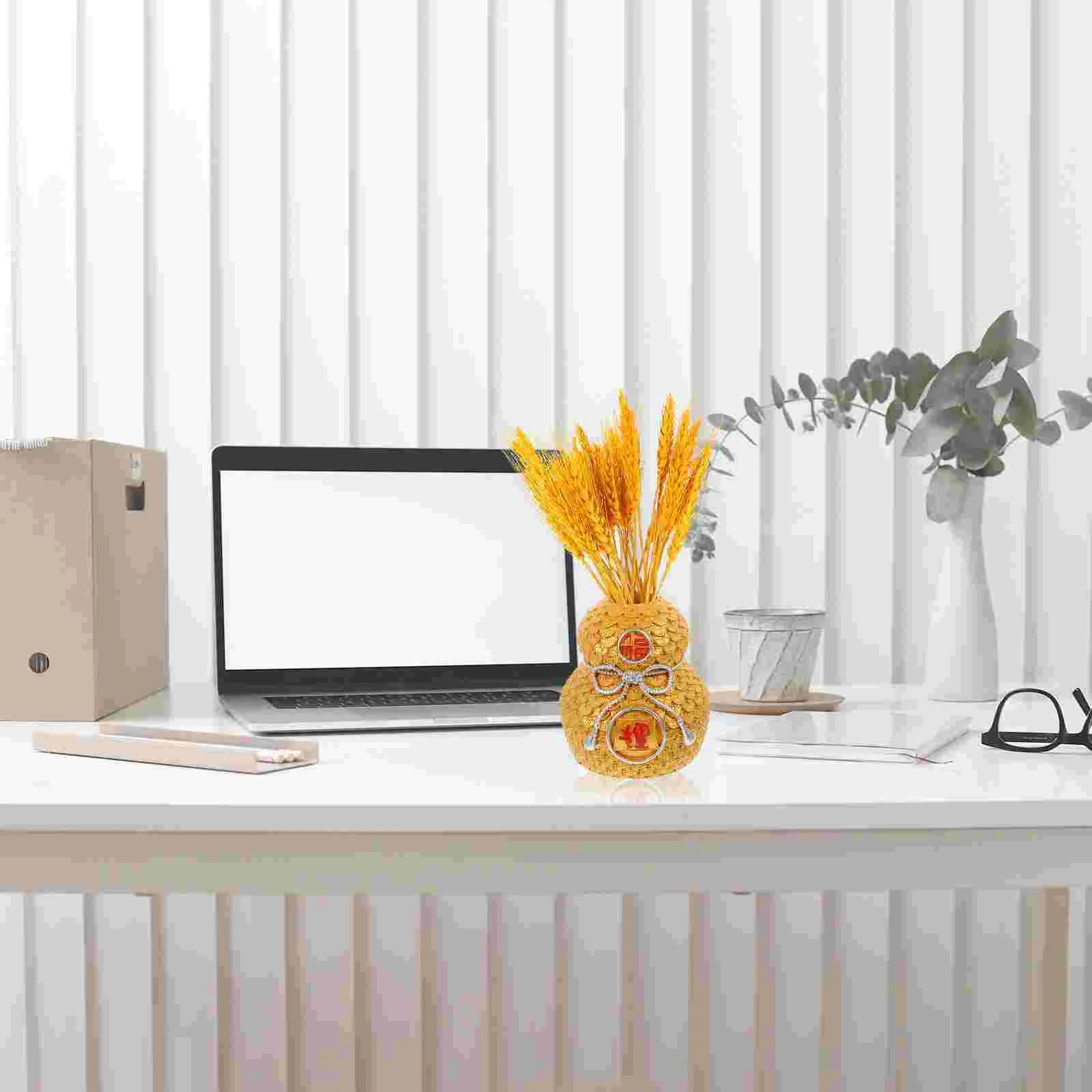 

Flower Vase Gourd Pot Holder Statue Chinese Copper Wealth Figurine Decorations Wulou Bud Bank Floral Fengshui Calabash Fortune