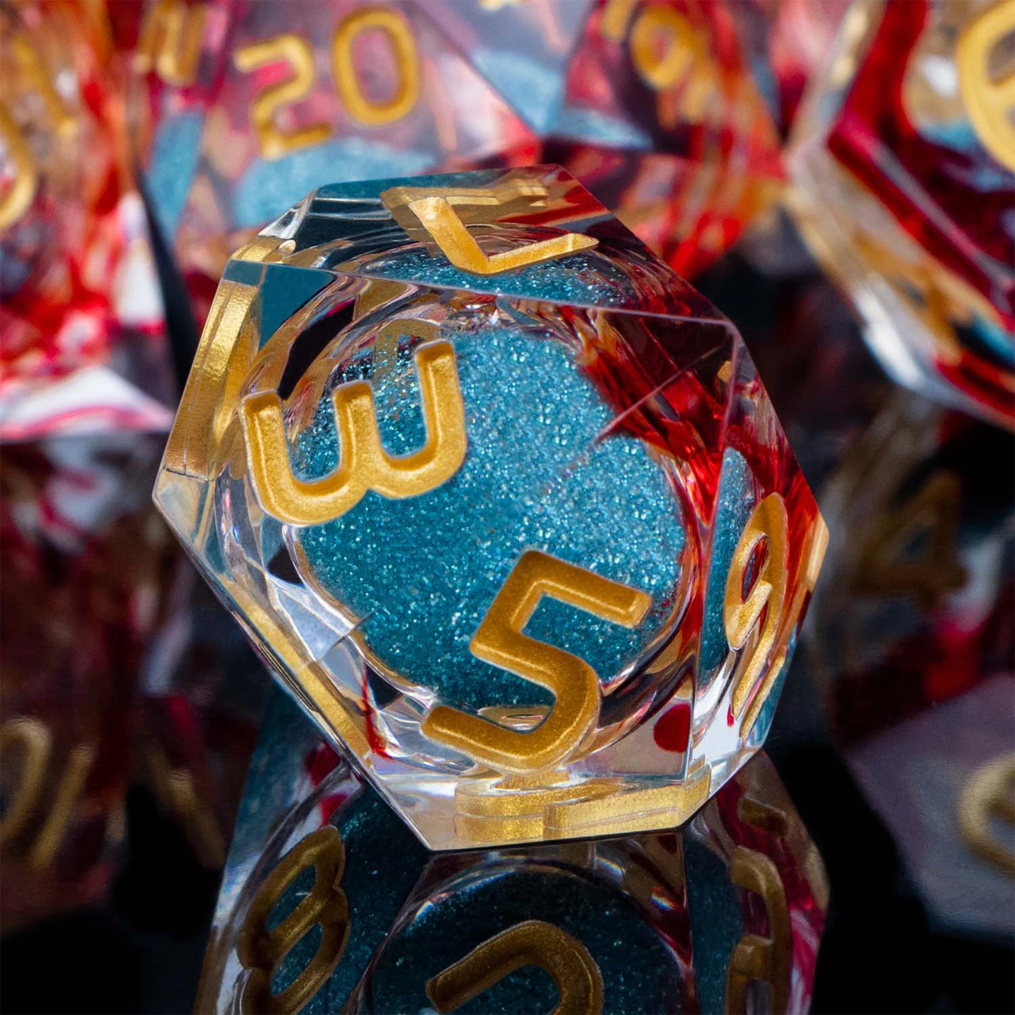 D20 Red Blue Liquid Flow Core D и многогранная ролевая игра D6 Sharp Edge + игральные кости для