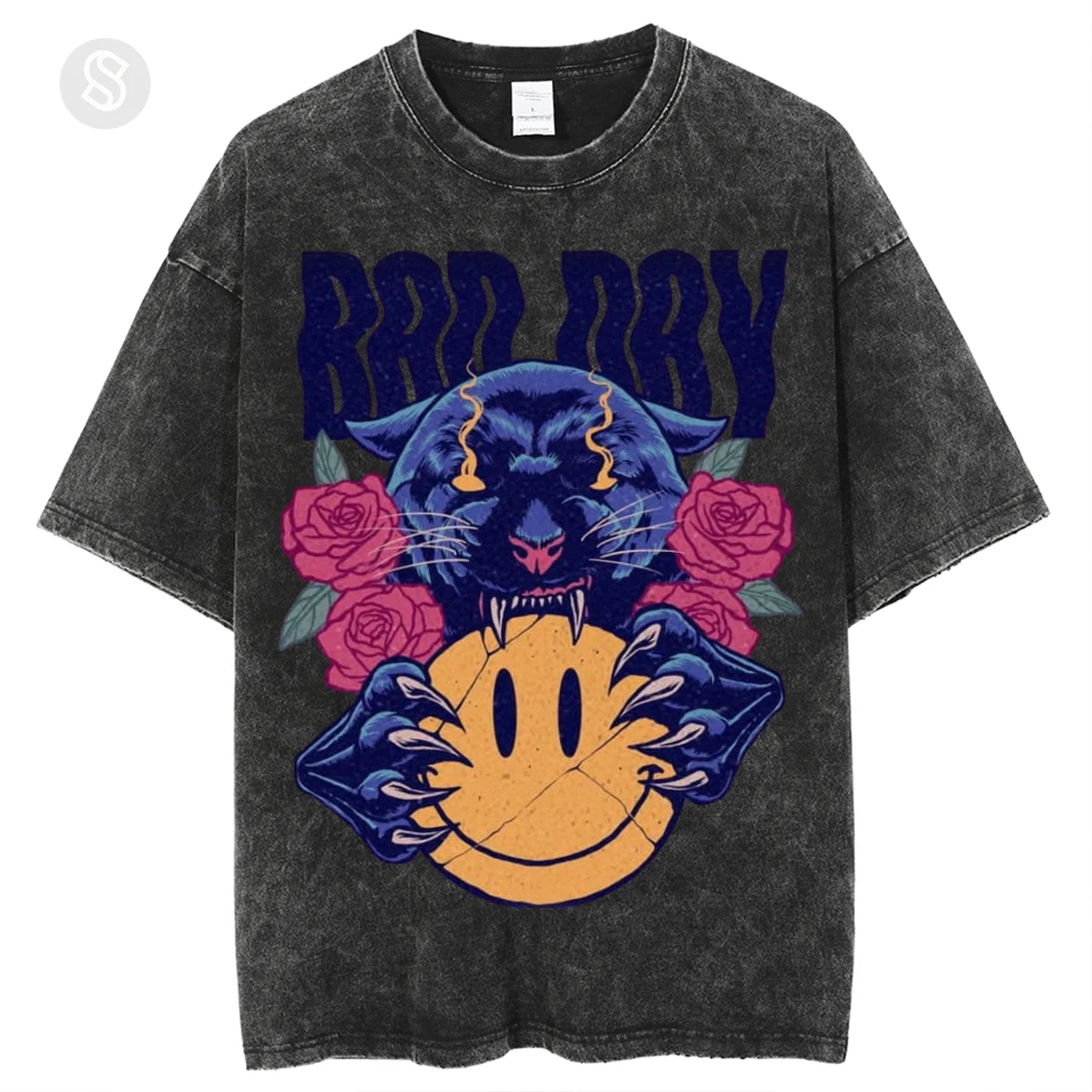 

Bad Day Unisex Printed Retro Washed Short Sleeved T-Shirt