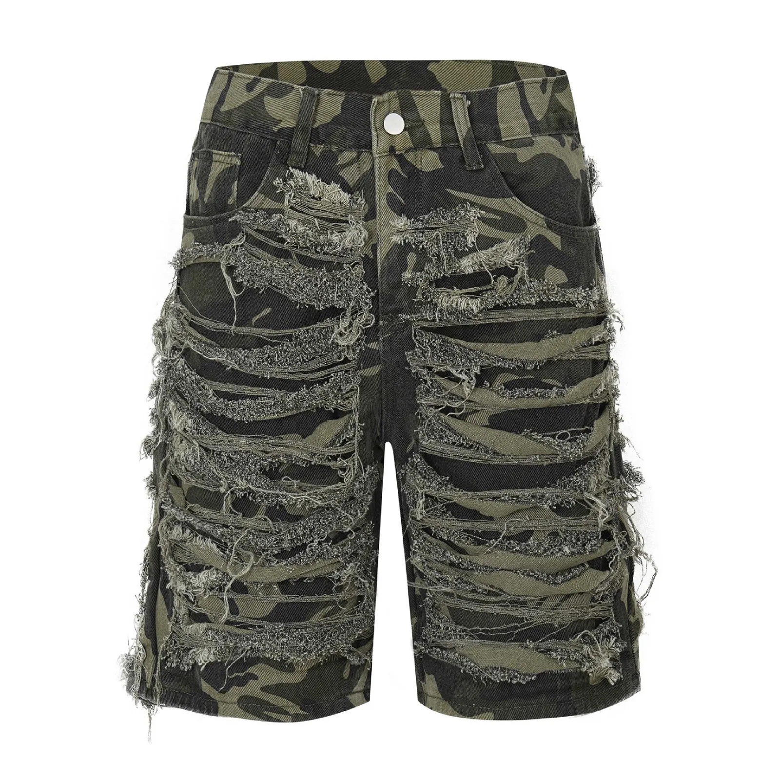 

Men's Knee Length Ripped Short Jeans For Mens Denim Shorts Clothes Summer Clothing Male Jean Cargo Shorts Camouflage Half Pants