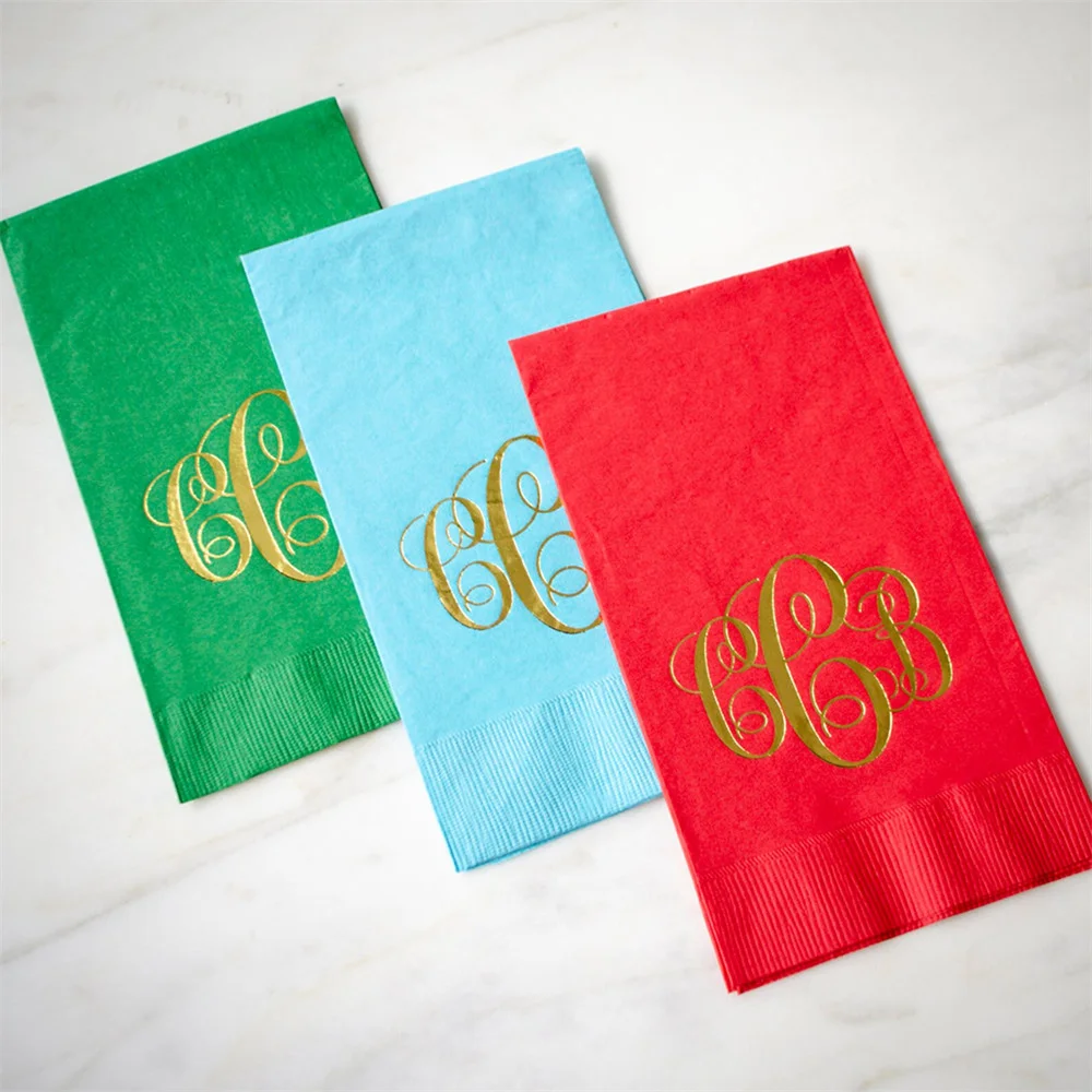 50pcs Monogrammed Guest Towels, Custom Guest Towels, Gold Foil, Bathroom Hand Towels, Printed Napkins, Powder Room Towels, Gifts