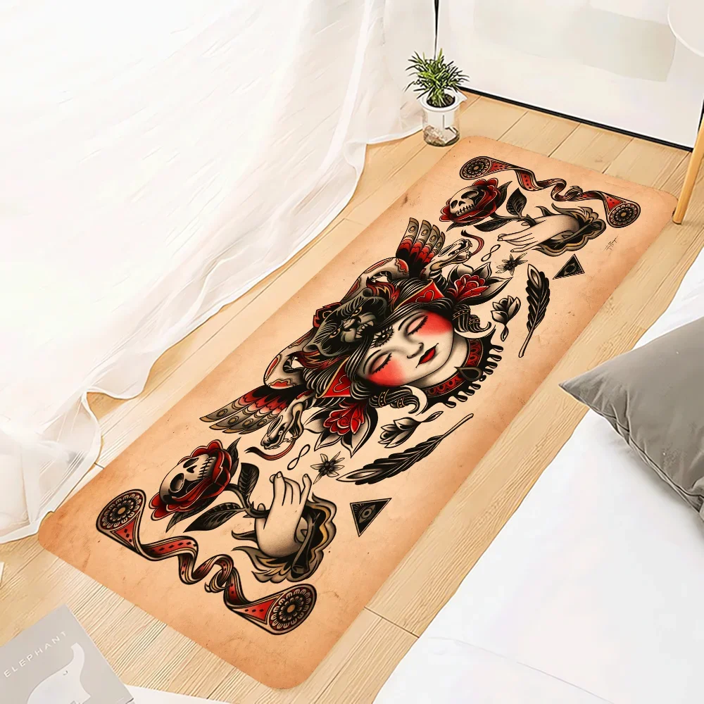 Винтажный Школьный Дизайн Ковер С Принтом Татуировки Противоскользящий