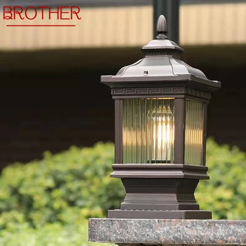 

BROTHER Outdoor Classical Post Lamp Simple Electricity LED Pillar Light Waterproof for Villa Courtyard Retro Garden Landscape
