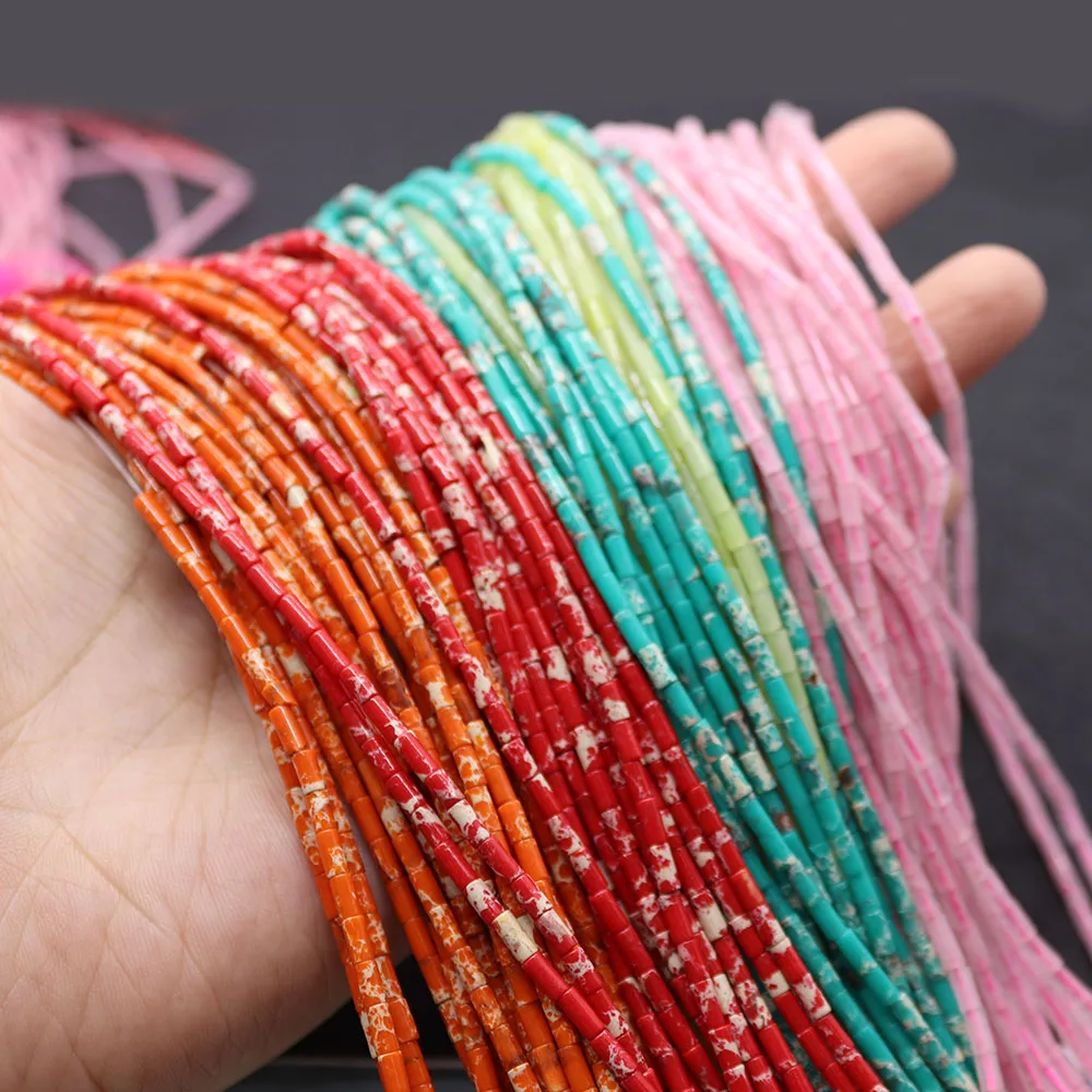 

84pcs Natural Round Tube Stone Beads 2x4mm Beautifully Spaced Beads For DIY Making Jewelry Necklace Bracelet Earring Accessories