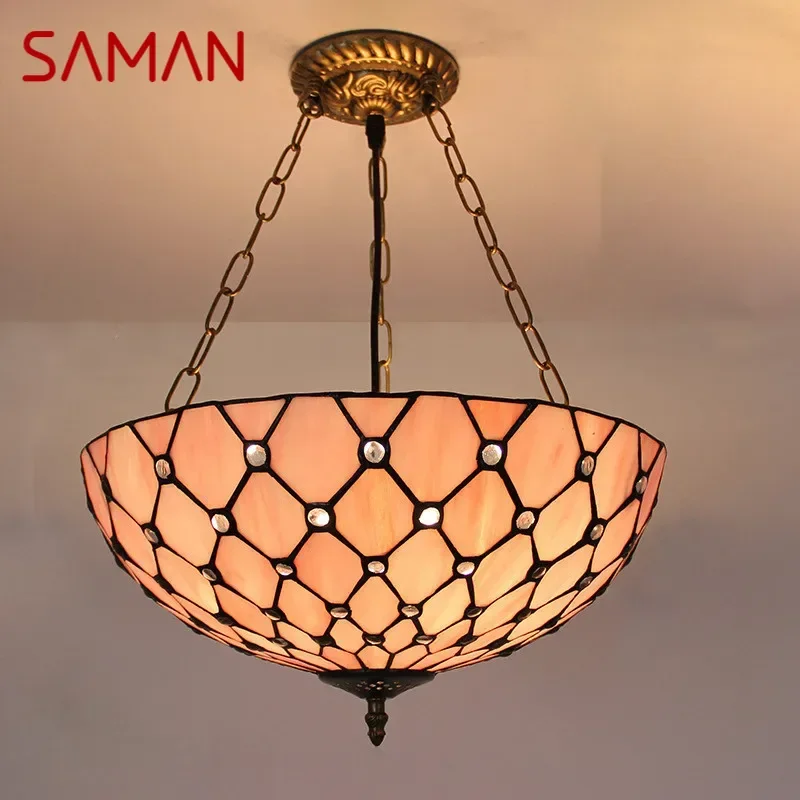 Подвесной светильник SAMAN Tiffany светодиодный ретро-крестительный для гостиной