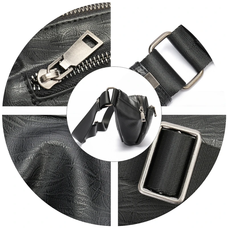 WESTAL Men's Shoulder Bag Casual Men's Chest Bags Genuine Leather Crossbody Bags for Men Leather Chest Pack Male Waist Pack