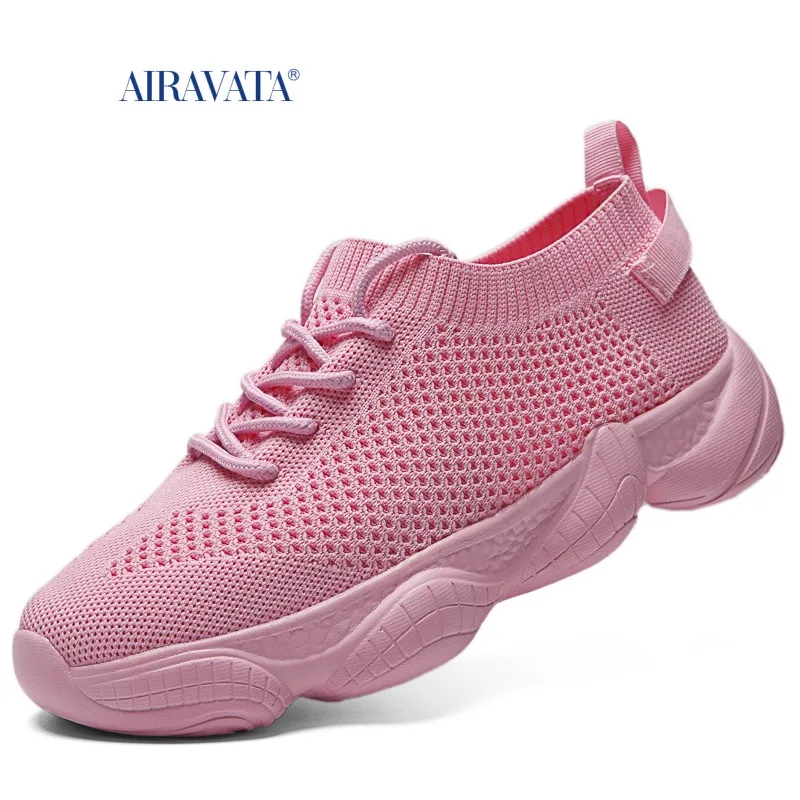 Plus Size Sneakers Women Summer Mesh Breathable Non-slip Running Sports Shoes Men Lace-up Solid Platform Ladies Trainers