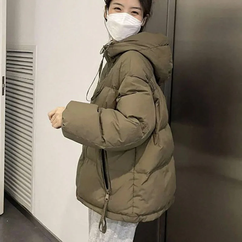 2025Зимняя толстая теплая куртка-парка для женщин водолазка в корейском стиле