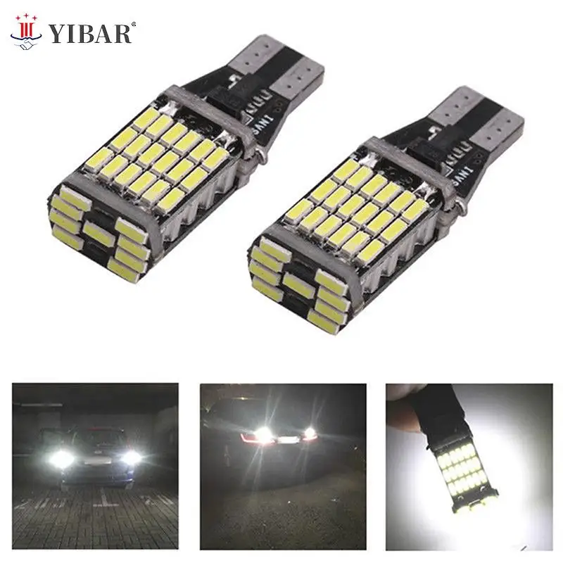 2 x T15 W16W 45 SMD 4014 без ошибок, флэш-лампы заднего хода для автомобиля 6000K, белые флэш-лампы