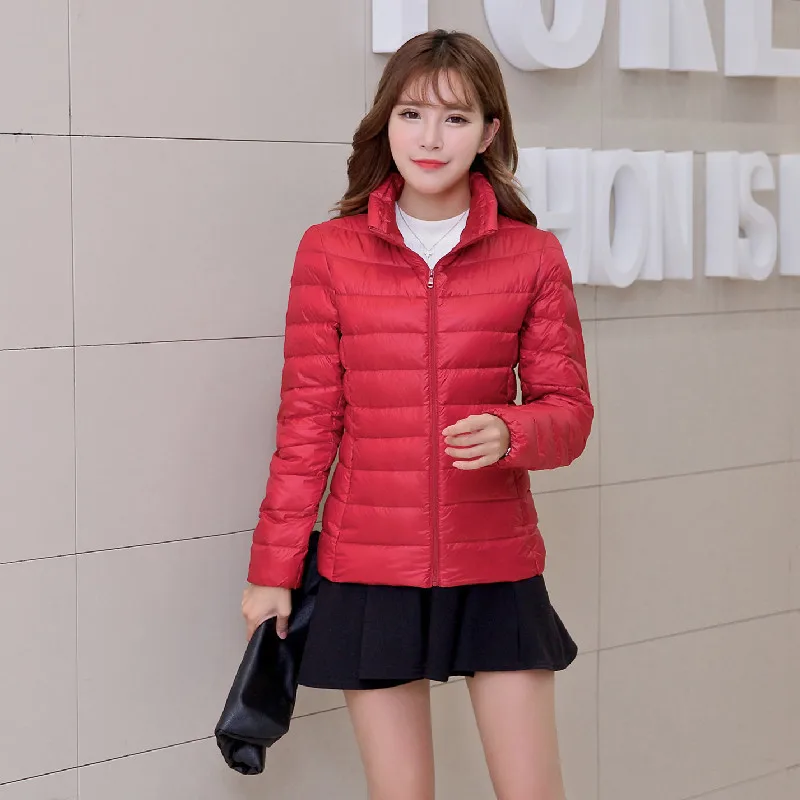 

Women's Lightweight Down Jacket, Stand-up Collar, Oversized, Autumn, Winter
