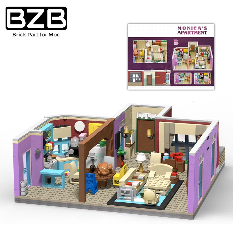 

BZB MOC 29532 Monica Apartment Home Decoration Building Blocks Bricks Model Kids DIY Brain Game Toys Friends Christmas Gifts