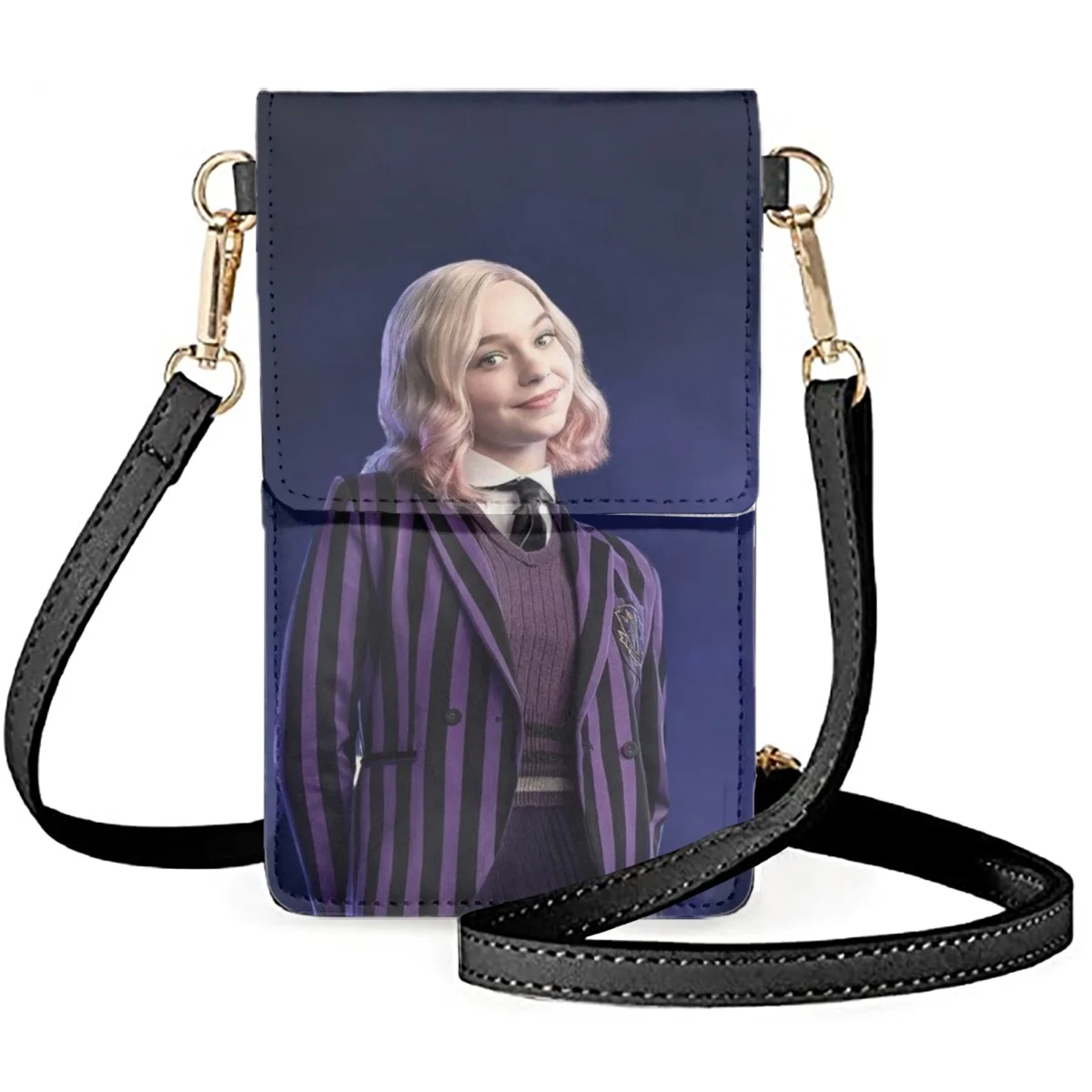 

FORUDESIGNS Nevermore Academy Lady Cell Phone Bag Protect Cellphone Pretty Enid Flip Satchel Girls Versatile Storage Bag Makeup