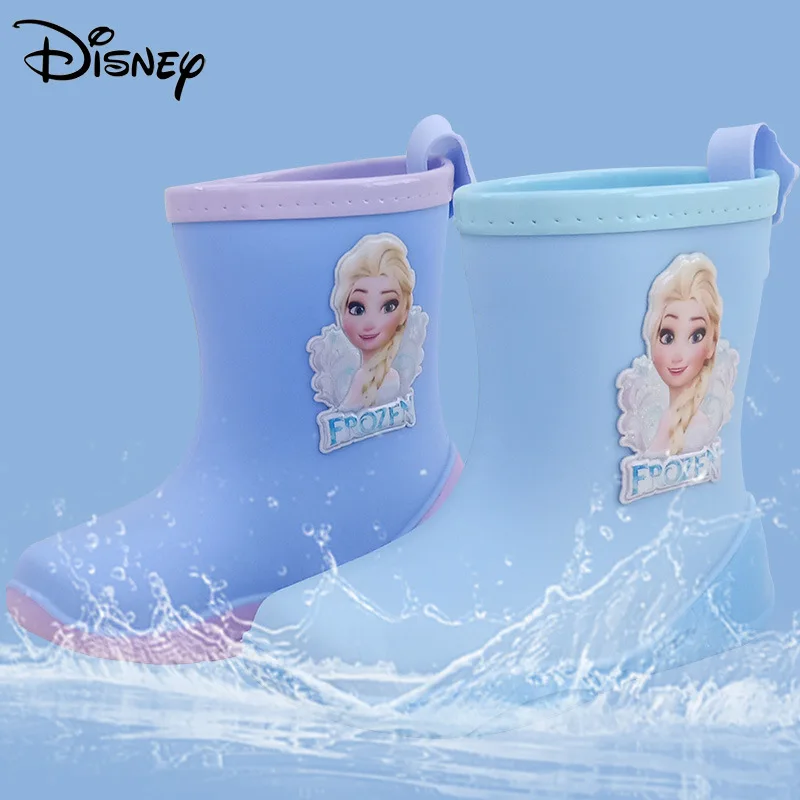 

Disney Cartoon Frozen Aisha Princess Children's Rain Boots In The Tube Non-Slip Rain Boots Female and Male Baby Cute Overshoes