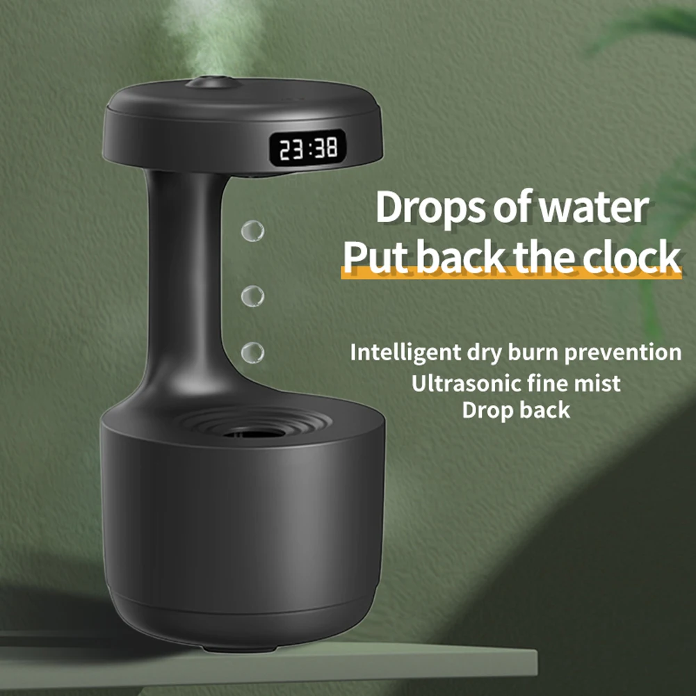 

Water Droplet Air Humidifier 800ML Anti-gravity Diffuser LED Display Weightless Sprayer Type C Charging for Bedroom Living Room