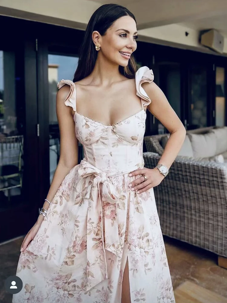 Цветочное шикарное летнее платье-макси GypsyLady элегантное платье с бантом и