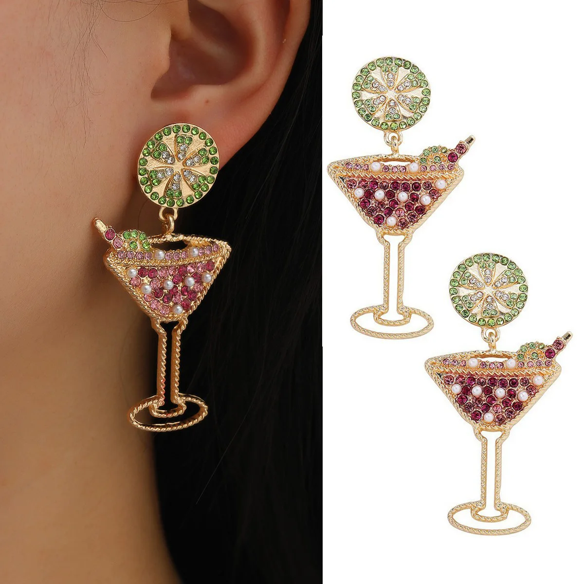 

2022 Hallyu New Goblet Earrings Creative Bohemian Zircon Color Matching Y2K Trend Women's Jewelry Personality Accessories