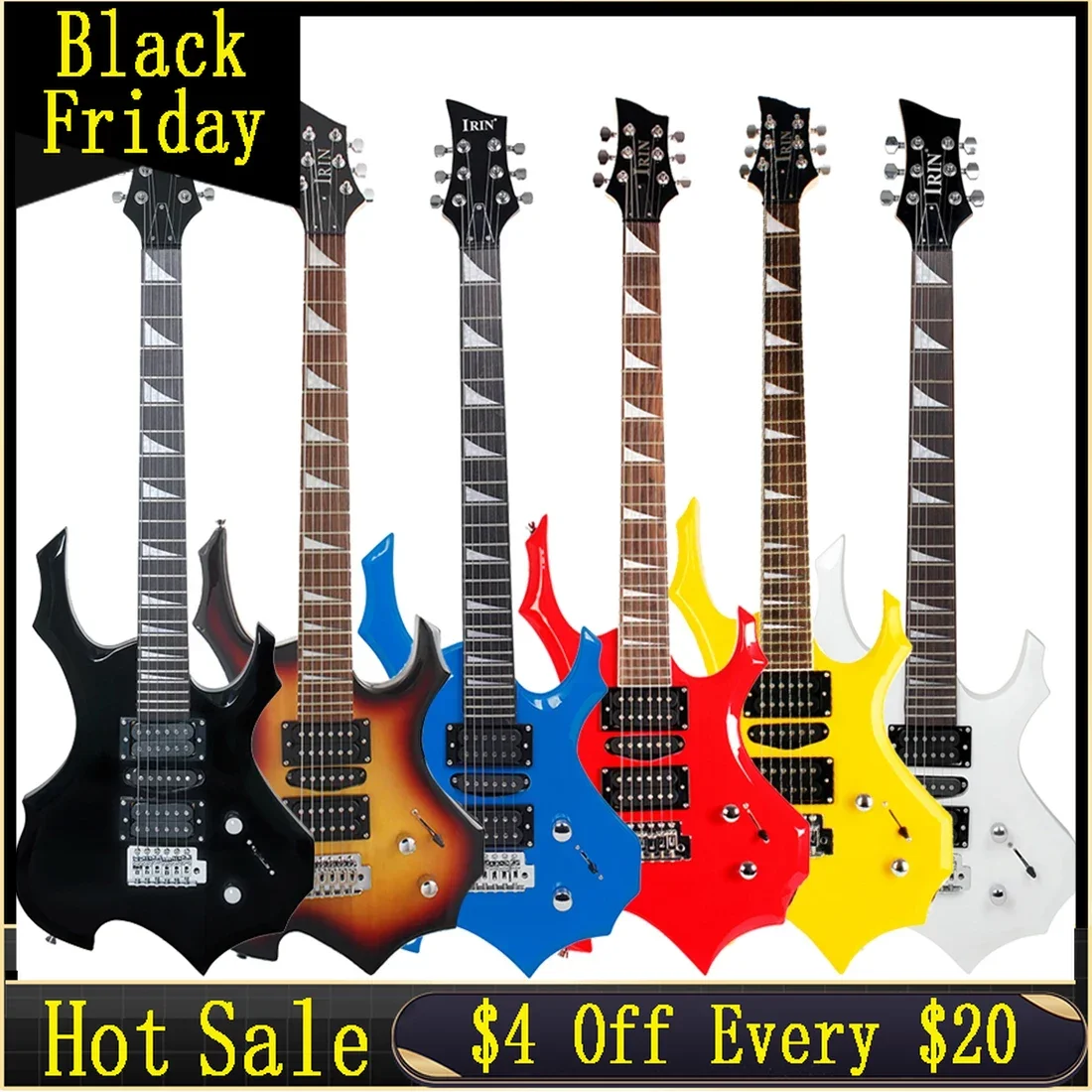 

IRIN Electric Guitar 6 String 24 Frets Flame Electric Guitar Rosewood Fingerboard Maple Neck A Manchurian Ash Electric Guitar