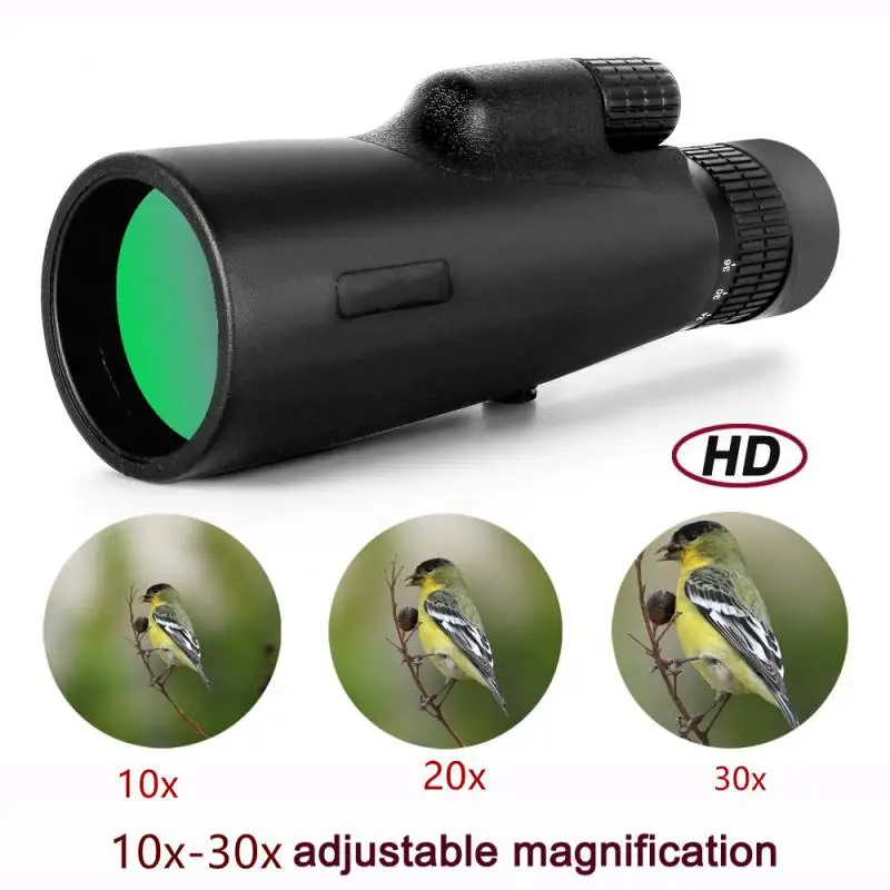 

HD 10x Viewing Angle Monocular Rainproof Telescope 10-30x50 All-optical Large Eyepiece Continuous Zoom FMC Coating Image Stable