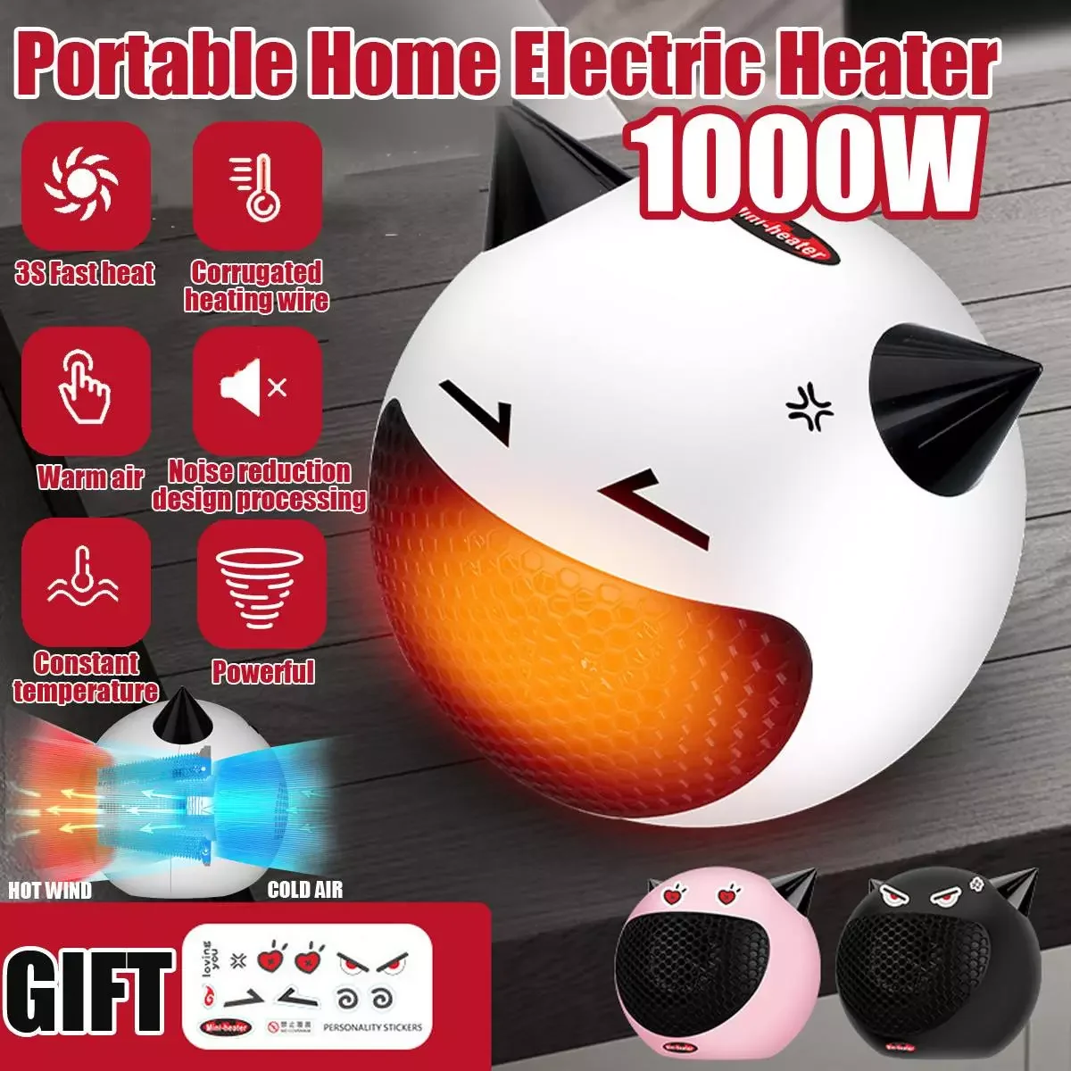 

1000W Home Electric Heater Portable Fan Heater Mini Warm Air Fan for Office Room Heaters Handy Energy Saving Foot Warmer Fan