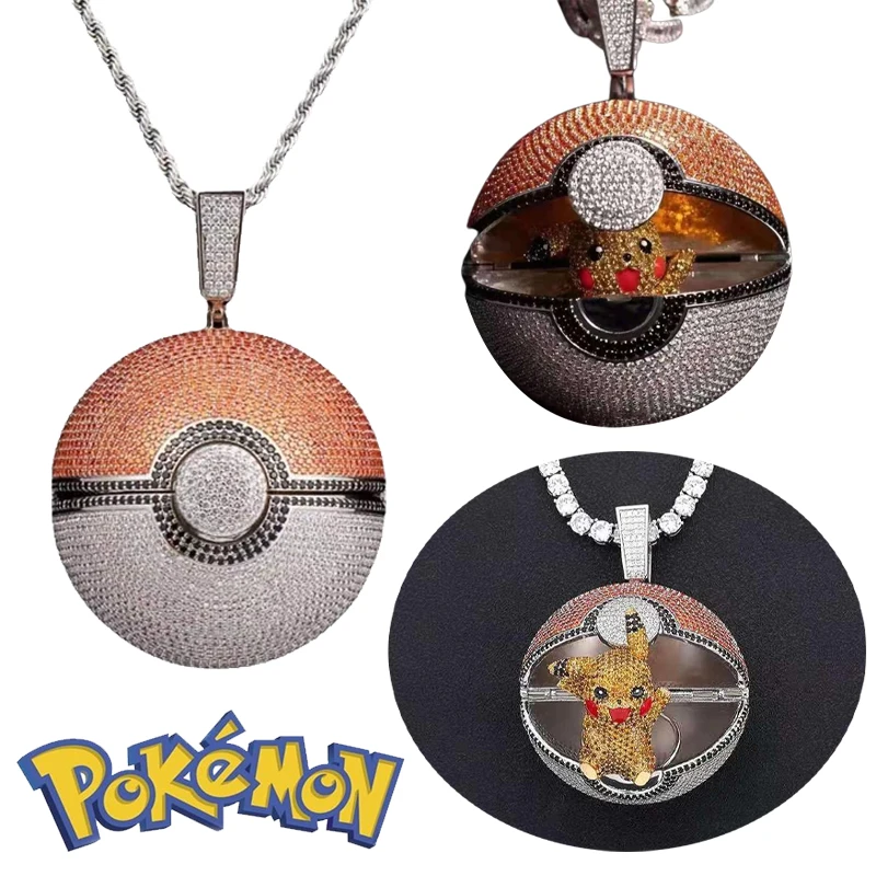 Подвеска в виде покемона с открытыми мультяшными бриллиантами в стиле хип-хоп для мужчин и женщин парные украшения декоративные аксессуары в подарок