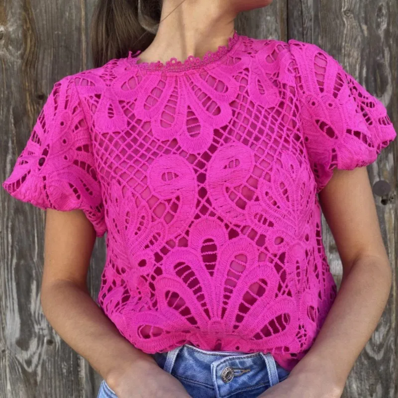 

Модная женская блузка 2023, модный кружевной пуловер с кружевным воротником и рукавами-фонариками, женские рубашки